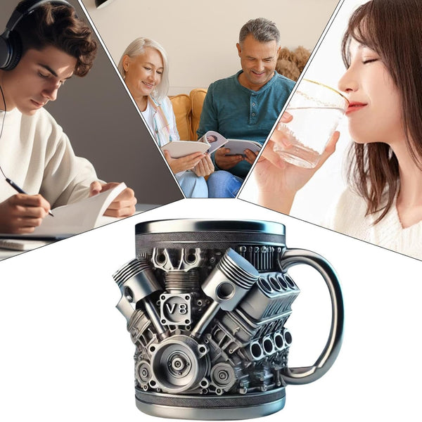 V8/V6 Creative Car Engines Stainless Steel Mug