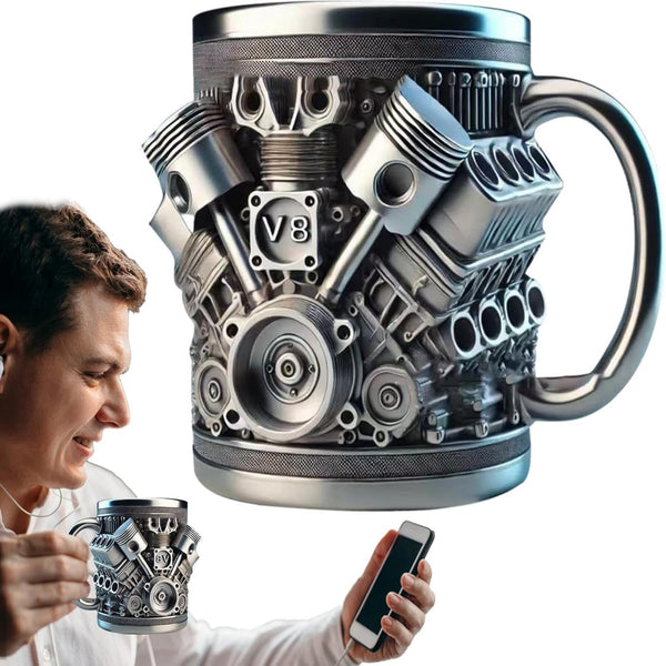 V8/V6 Creative Car Engines Stainless Steel Mug