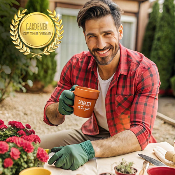 BLOOMINGTON Gardener Coffee Mug - Funny Plant Pot Mug With Shovel Spoon