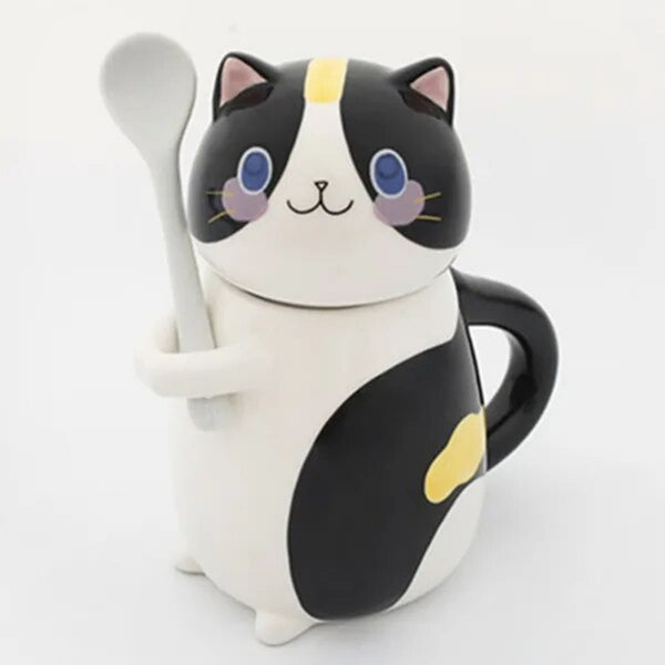 Twinkie Cat Ceramic Mug With Lid And Spoon