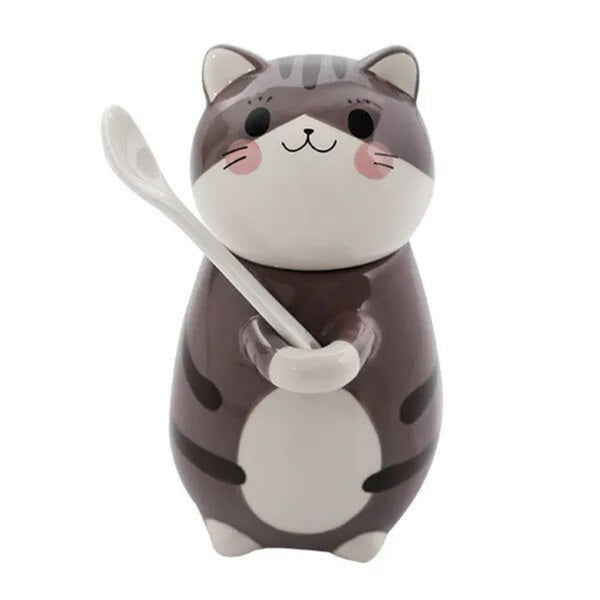 Twinkie Cat Ceramic Mug With Lid And Spoon