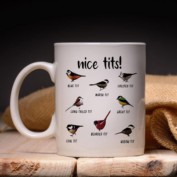 Nice Tits Bird Mug, Funny Bird Coffee Mug, Gift for Bird Lovers
