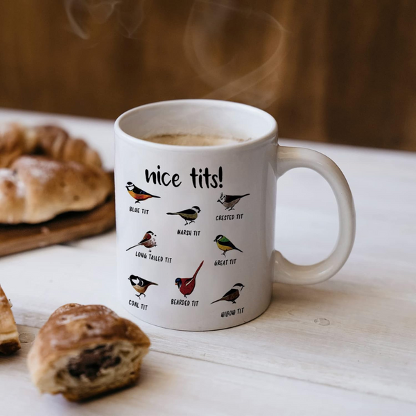 Nice Tits Bird Mug, Funny Bird Coffee Mug, Gift for Bird Lovers