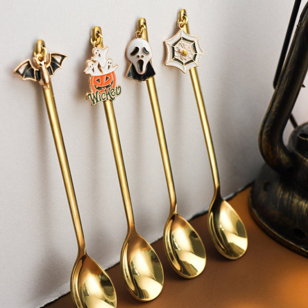 Halloween Style Pendant Gold Spoon and Fork