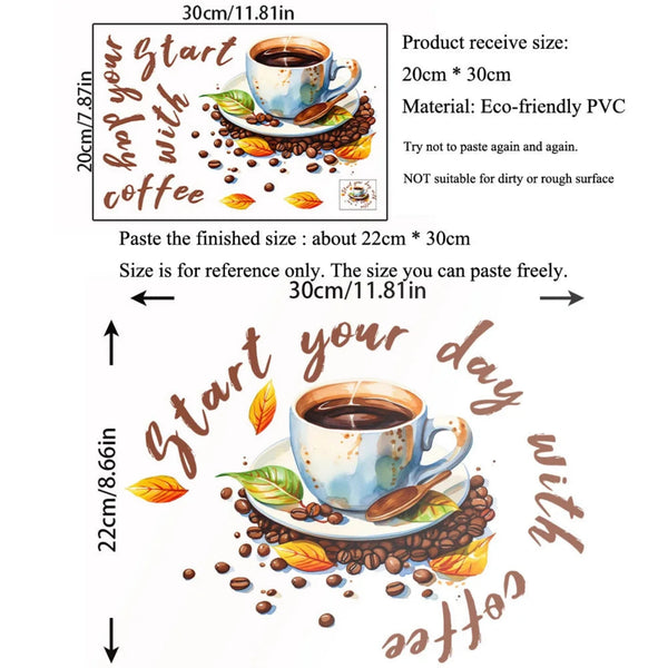 Start Your Day With Coffee Paintings Coffee Cup Wall Sticker