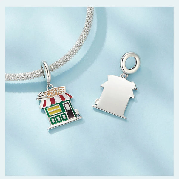 LUXYGLO Sterling Silver Coffee Shop Pendant