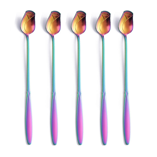 Dazzling Rose Stirring Stainless Steel Spoon Gift Set