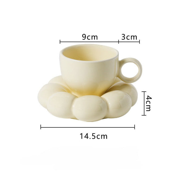 Sunflo Cloud Ceramic Coffee Mug With Saucer Set