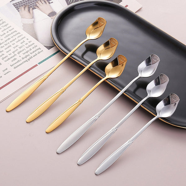 Dazzling Rose Stirring Stainless Steel Spoon Gift Set