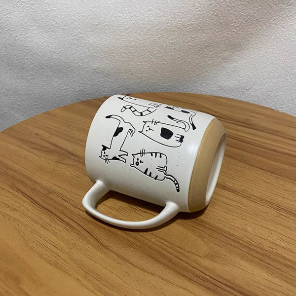 CLOWDER Cats Hand-Painted Vintage Ceramic Mug