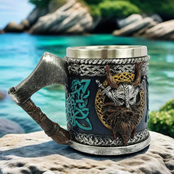 Warrior's Embrace: The Ultimate Viking Skull Drinking Mug