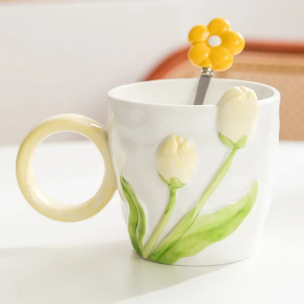 Spring Awakening Tulip Flower Ceramic Mug