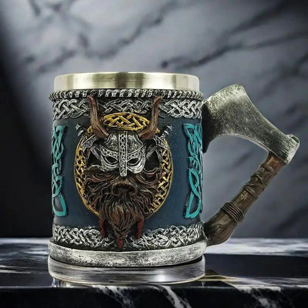 Warrior's Embrace: The Ultimate Viking Skull Drinking Mug