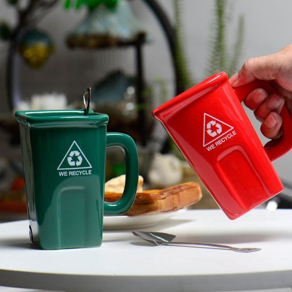Funny Trash Can Ceramic Mug With Shovel