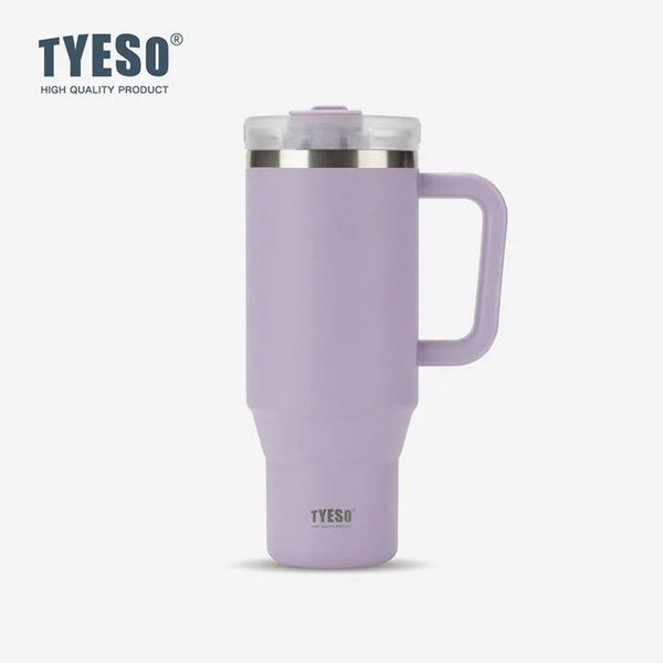 TYESO Large Capacity Vacuum Insulated Cup With Handle Retractable Straw