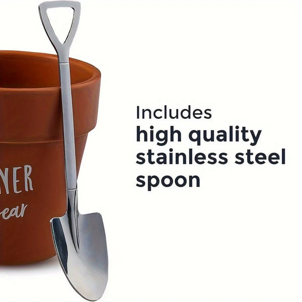 BLOOMINGTON Gardener Coffee Mug - Funny Plant Pot Mug With Shovel Spoon