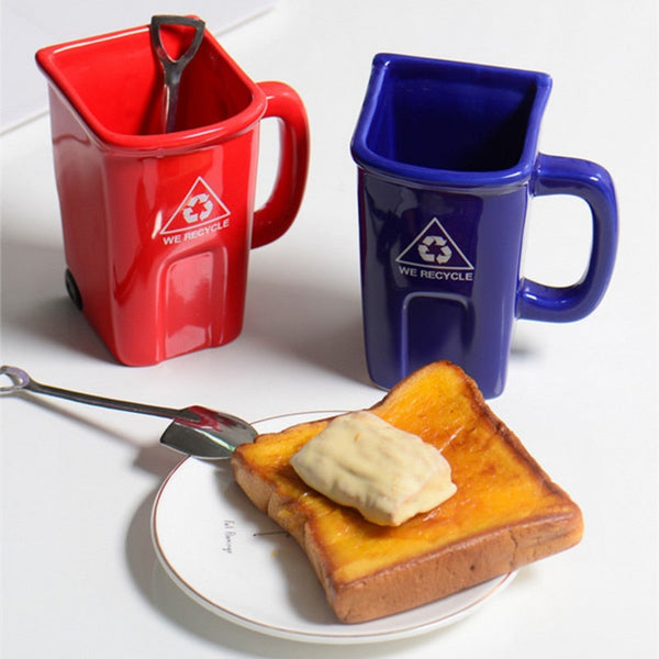 Funny Trash Can Ceramic Mug With Shovel