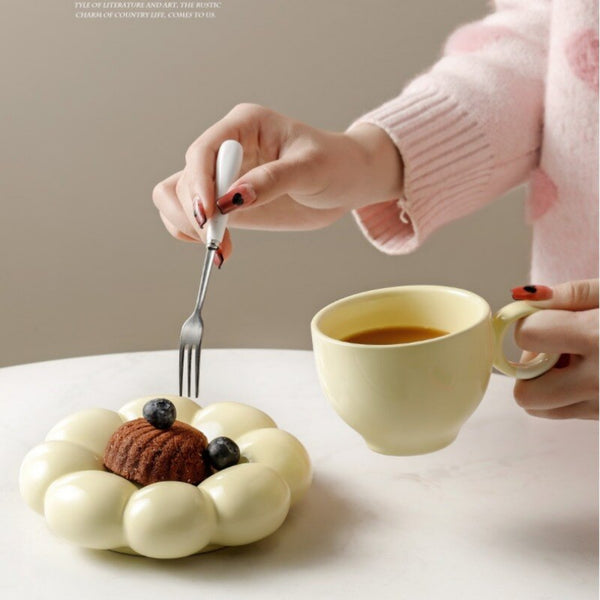 Sunflo Cloud Ceramic Coffee Mug With Saucer Set