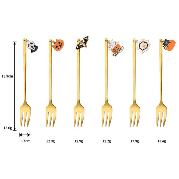 Halloween Style Pendant Gold Spoon and Fork