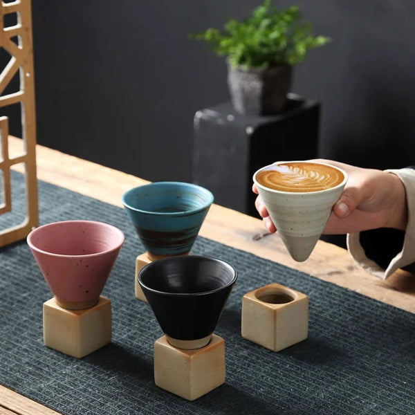 Conical Coffee Mugs With Stands