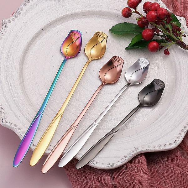 Dazzling Rose Stirring Stainless Steel Spoon Gift Set