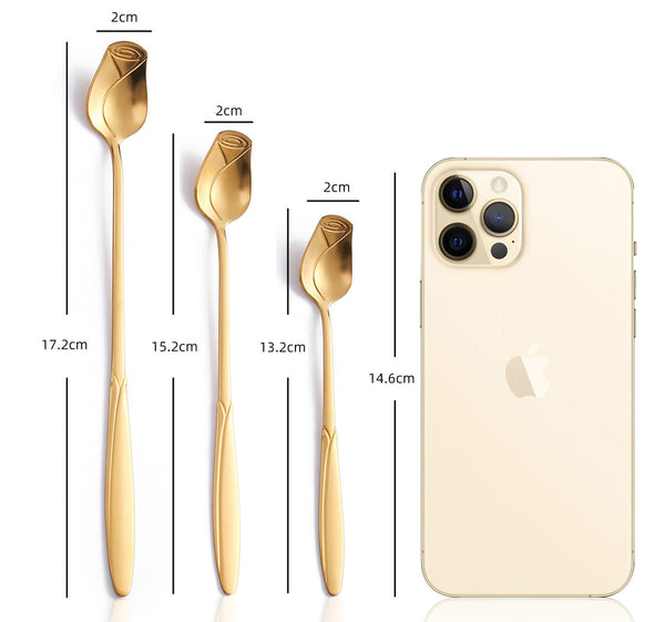Dazzling Rose Stirring Stainless Steel Spoon Gift Set