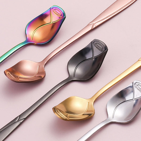 Dazzling Rose Stirring Stainless Steel Spoon Gift Set