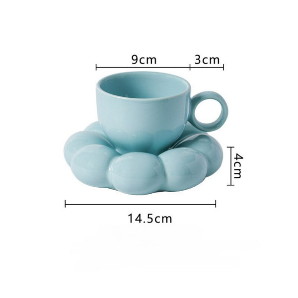 Sunflo Cloud Ceramic Coffee Mug With Saucer Set