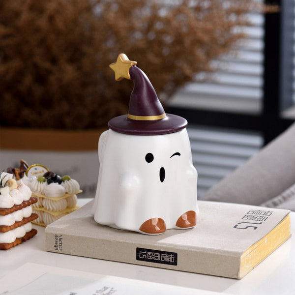 Cute Ghost Creative Ceramic Mug With Lid