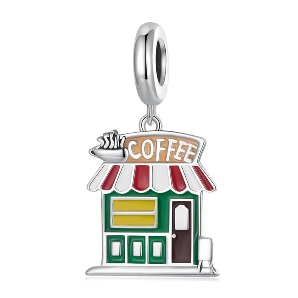 LUXYGLO Sterling Silver Coffee Shop Pendant