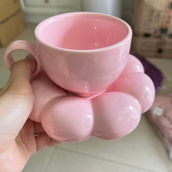 Sunflo Cloud Ceramic Coffee Mug With Saucer Set