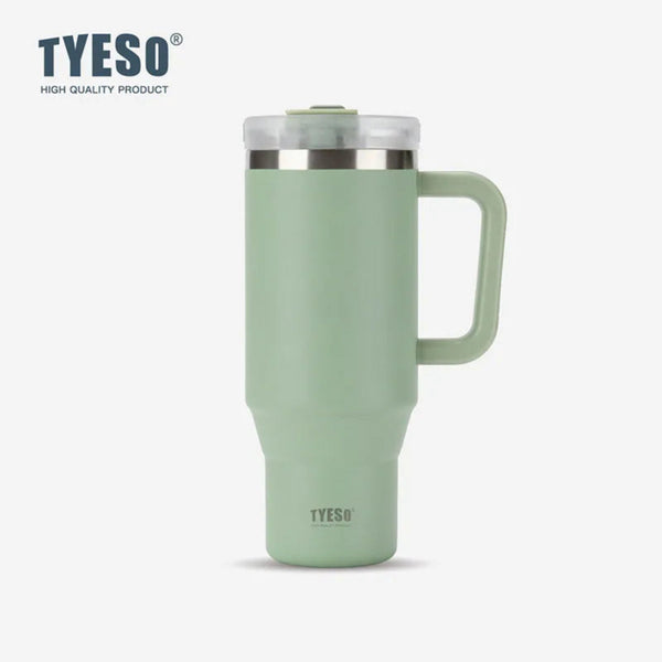TYESO Large Capacity Vacuum Insulated Cup With Handle Retractable Straw