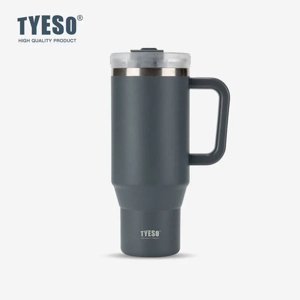 TYESO Large Capacity Vacuum Insulated Cup With Handle Retractable Straw