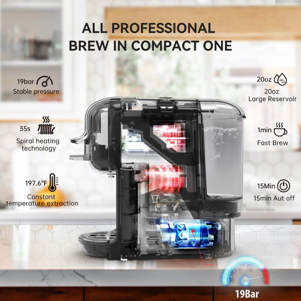 HiBREW 19Bar 5 in 1 Multiple Capsule Espresso Coffee Machine