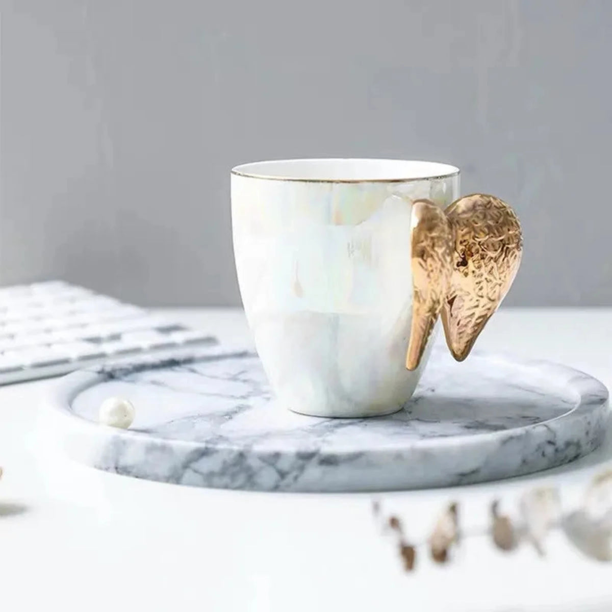 Angel Golden Wings White Ceramic Mug – STARBREW