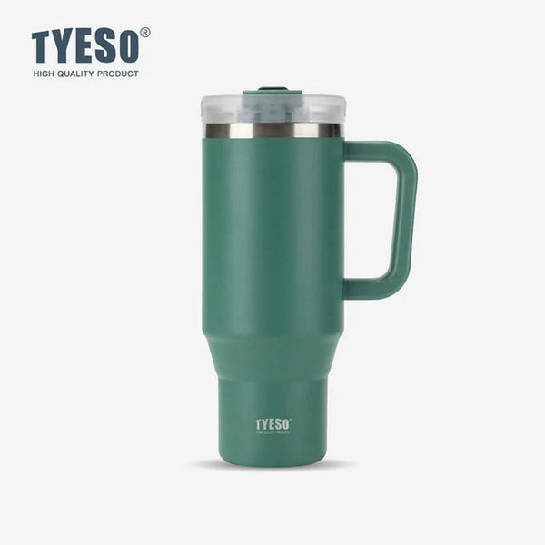 TYESO Large Capacity Vacuum Insulated Cup With Handle Retractable Straw