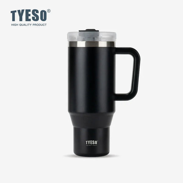 TYESO Large Capacity Vacuum Insulated Cup With Handle Retractable Straw