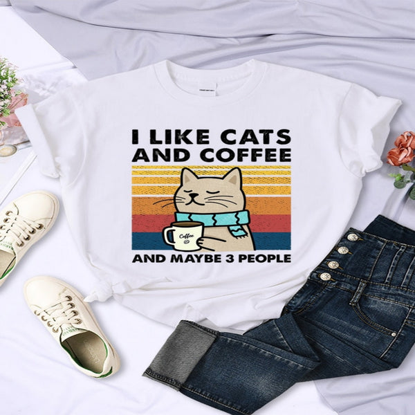 I Like Cats And Coffee Women T-Shirt