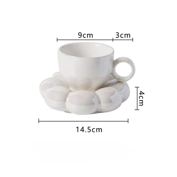 Sunflo Cloud Ceramic Coffee Mug With Saucer Set