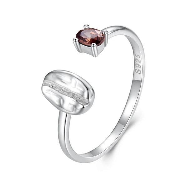 LUXYGLO 925 Sterling Silver Coffee Bean Open Ring