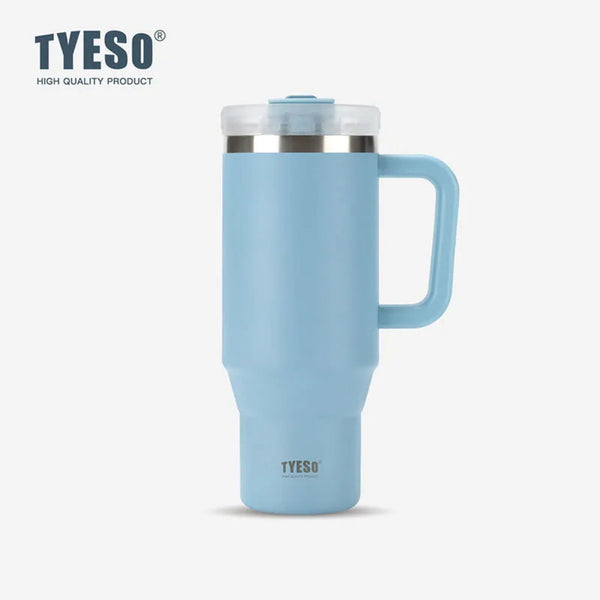 TYESO Large Capacity Vacuum Insulated Cup With Handle Retractable Straw