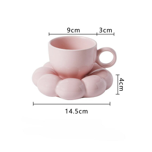Sunflo Cloud Ceramic Coffee Mug With Saucer Set