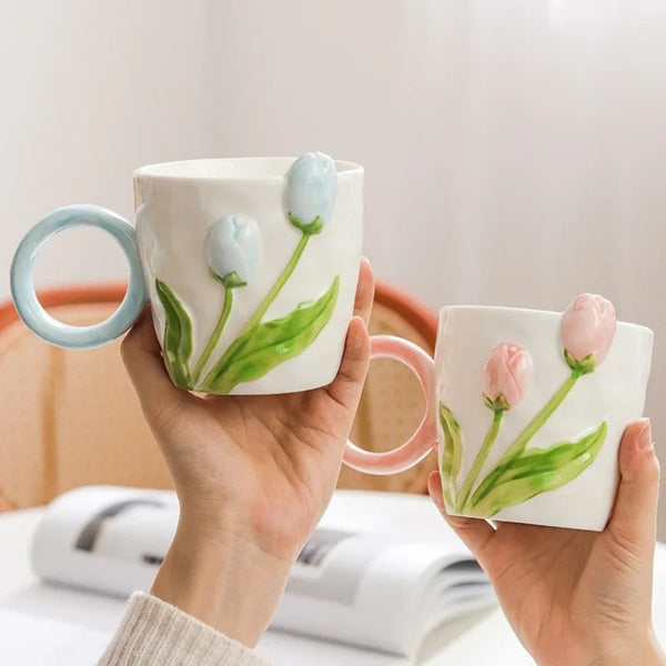 Spring Awakening Tulip Flower Ceramic Mug