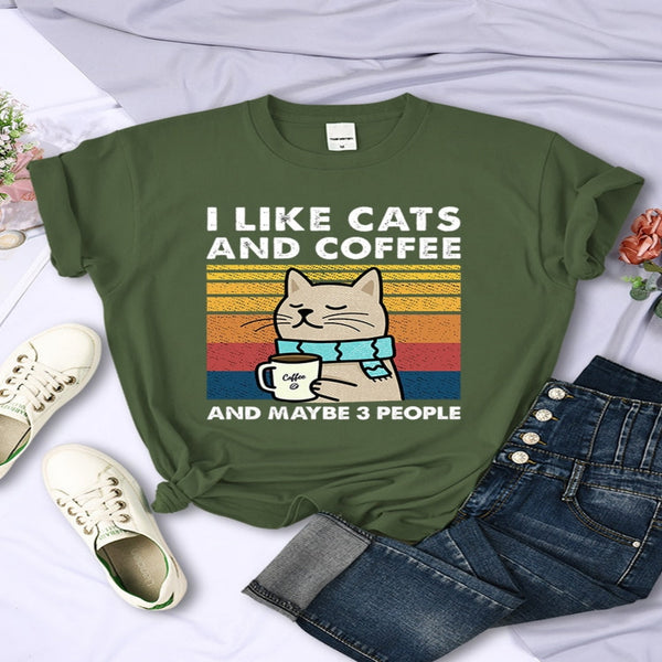 I Like Cats And Coffee Women T-Shirt