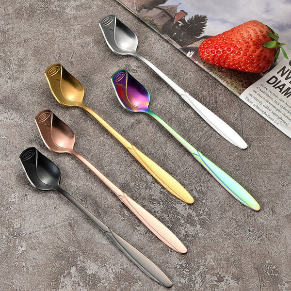 Dazzling Rose Stirring Stainless Steel Spoon