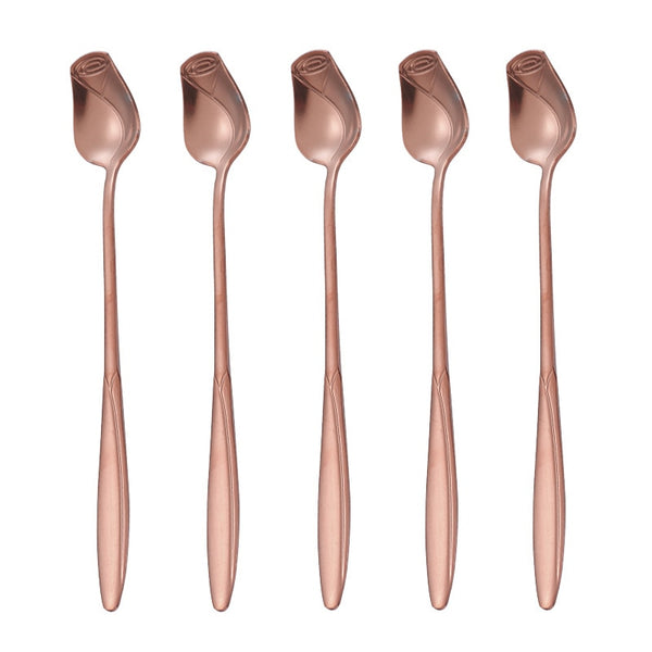 Dazzling Rose Stirring Stainless Steel Spoon Gift Set
