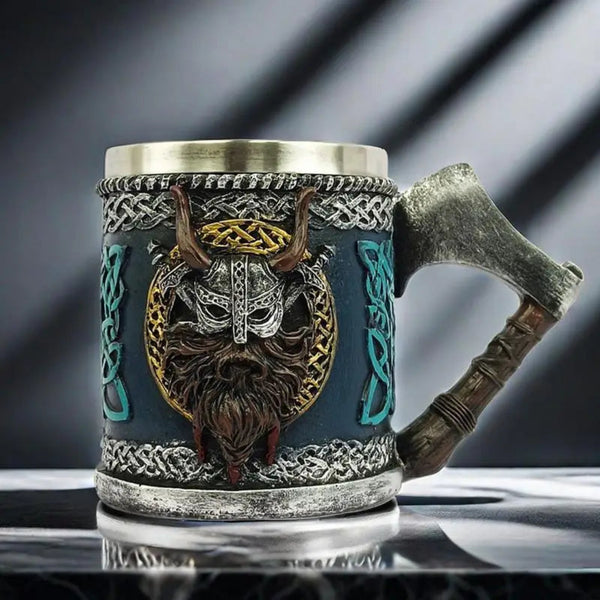 Warrior's Embrace: The Ultimate Viking Skull Drinking Mug