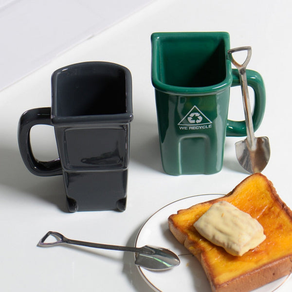 Funny Trash Can Ceramic Mug With Shovel