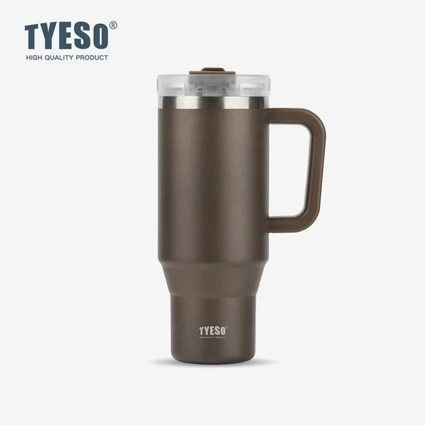TYESO Large Capacity Vacuum Insulated Cup With Handle Retractable Straw