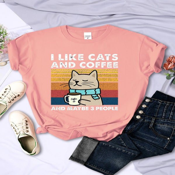 I Like Cats And Coffee Women T-Shirt
